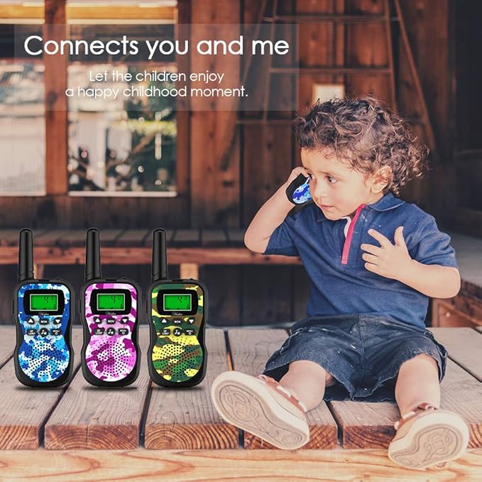 Kids Walkie Talkies,3 Pack 22 Channels 2 Way Radio Toy with Flashlight and LCD Screen,3KM Range Walkie Talkies for Kids Outside Adventures, Camping, Hiking