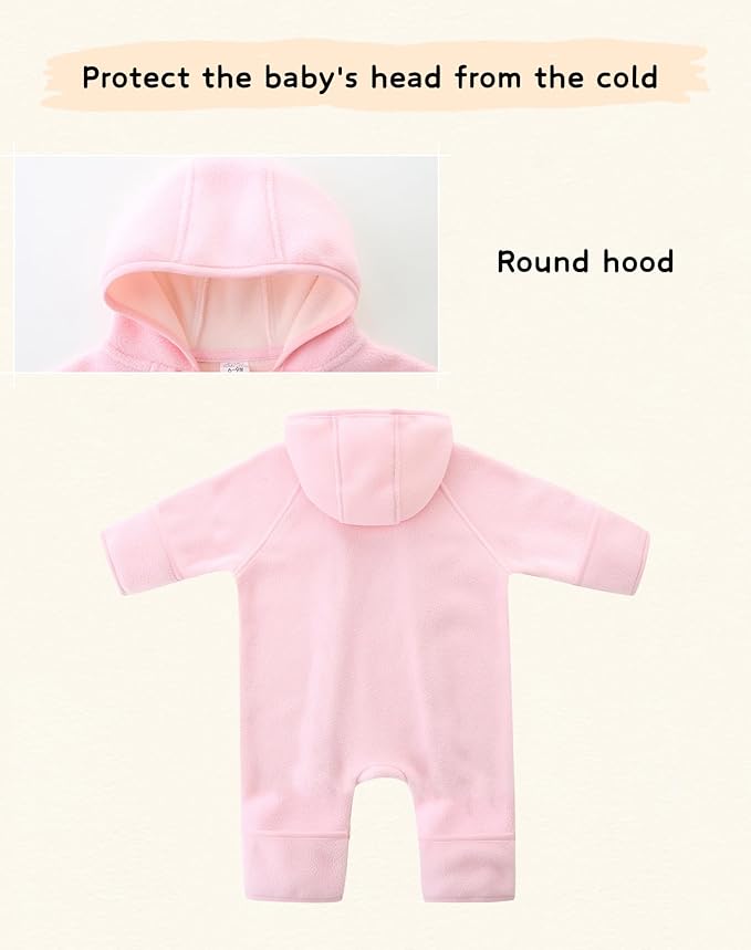 Newborn Baby Fleece Jumpsuit Girls Boys Winter Hooded Coverall Romper Cute Baby Snowsuit Clothes