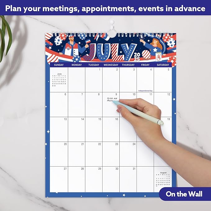 Wall Calendar 2025-2026, 18 Month Calendar from July 2025 to December 2026 Large Desk Calendar with Twin-Wire Binding for Home Office Planning Personal Organisers（14.5" x 11.8"), Festival Style