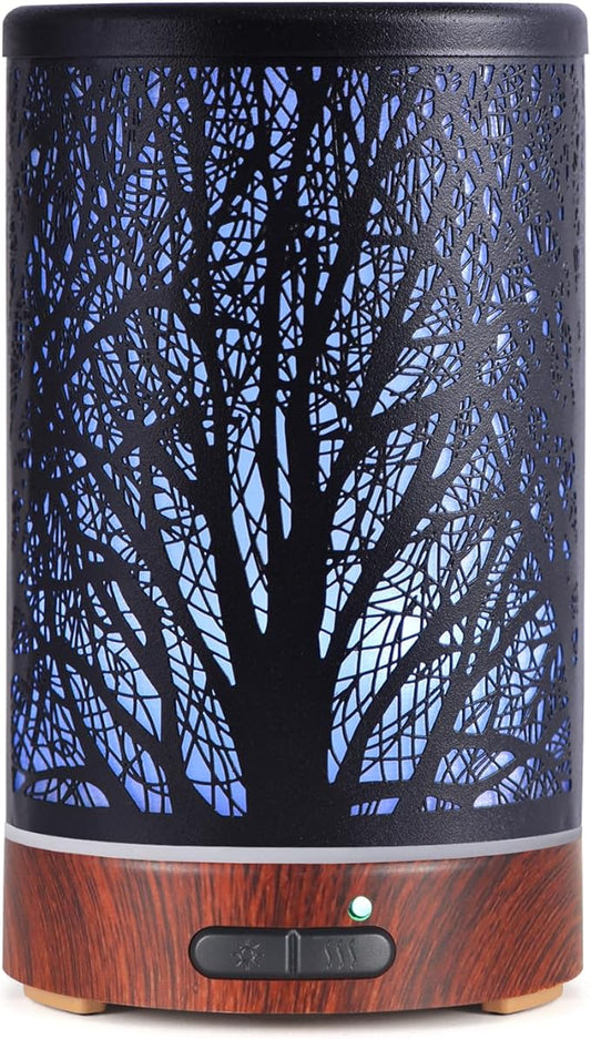 Essential Oils Diffuser for Home,150ML Aromatherapy Diffuser,Birthday Gifts for Women mom,Metal Cool Mist Humidifier with 7 Colors Lights Waterless Auto Off Air Diffusers(Tree)