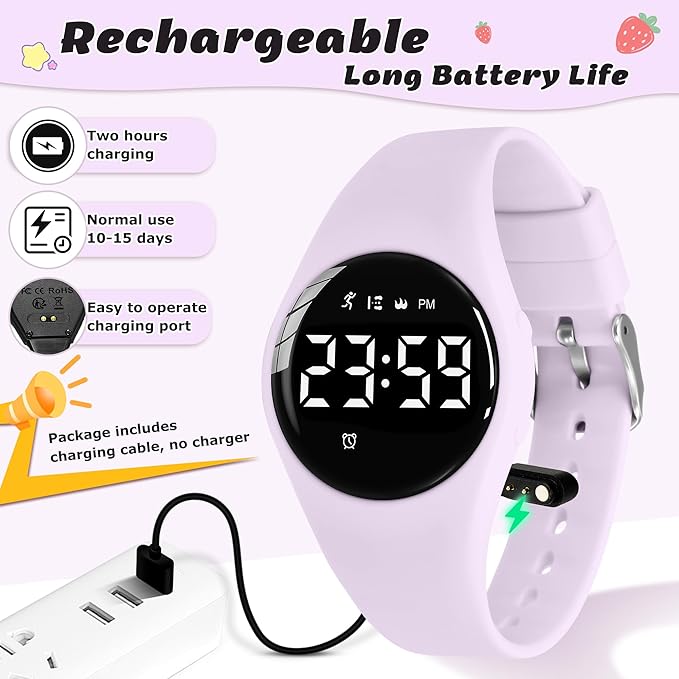 Kids Watches for Girls Boys Digital Sport Watch with Step Counter Pedometer Vibration Alarm Clock, No App Waterproof Fitness Tracker Kids Watch Boys Girls Teens Students Ages 5-16