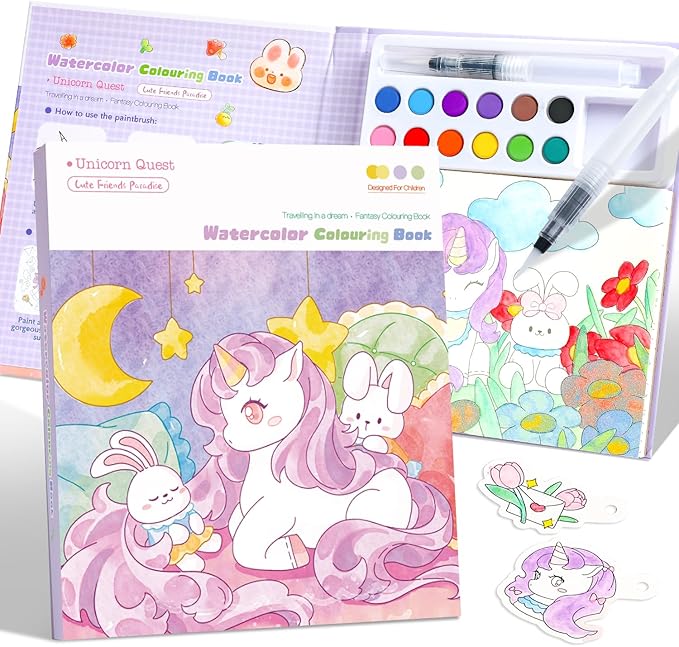 gesboole Paint with Water Coloring Books for Kids Ages 3-5, 4-8 – Cute Coloring Book for Teens,Arts and Crafts for Kids Ages 3 4 5 6 7 8+, Birthday Gift Toys for Girls Boys,Travel Toys -Unicorn