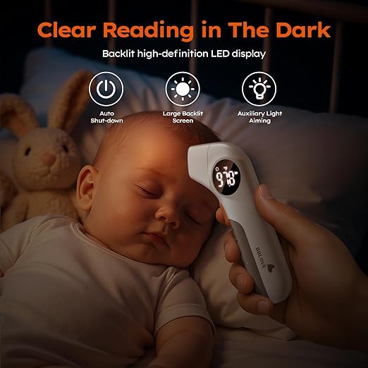 Baby Thermometer for Infants, No-Touch Forehead and Ear Thermometer with Fever Alarm, Fast Accuracy Digital Thermometer for Adults and Kids, 3 Age Modes, Object Modes