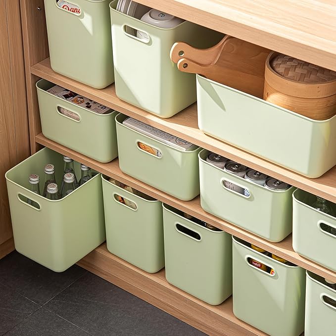 5 pack large plastic White storage bins Baskets, Toy Box Chest with Lids and Handle，Organizer Containers for Baby，Kids,snacks,Nursery，Shelves，Playroom, Bedroom，Office,Closet，home