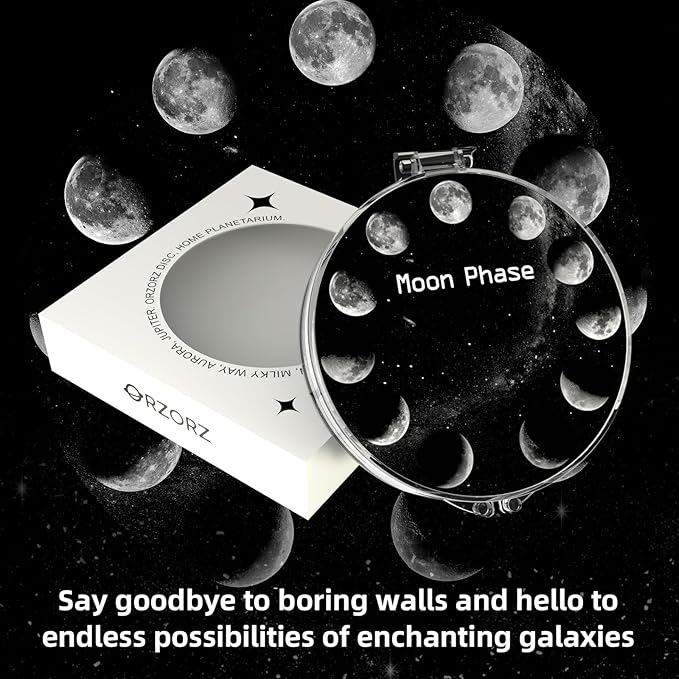 Orzorz Slide Discs Star Projector Galaxy Light Home Planetarium Projector (Work Star Projector) (Moon Phase)