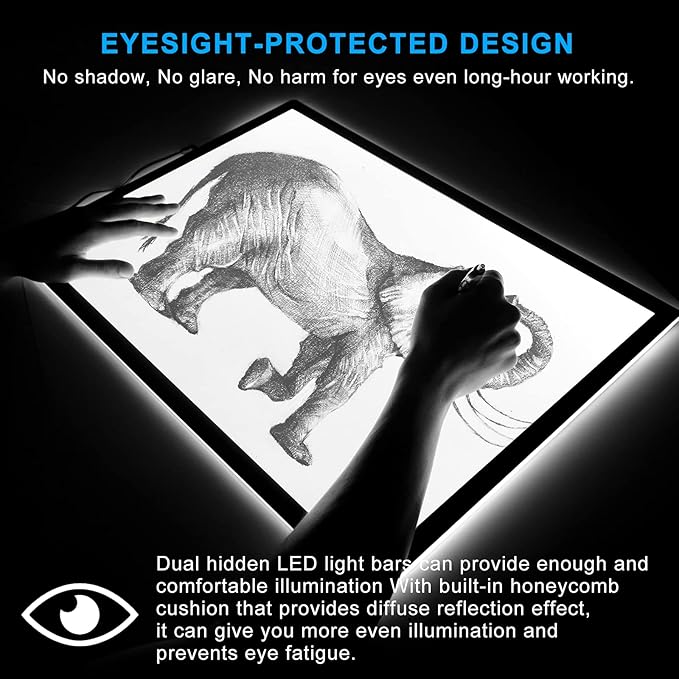 LitEnergy A2 LED Copy Board Light Tracing Box, Ultra-Thin Adjustable Artcraft LED Trace Light Pad for Tattoo Drawing, Streaming, Sketching, Animation, Stenciling