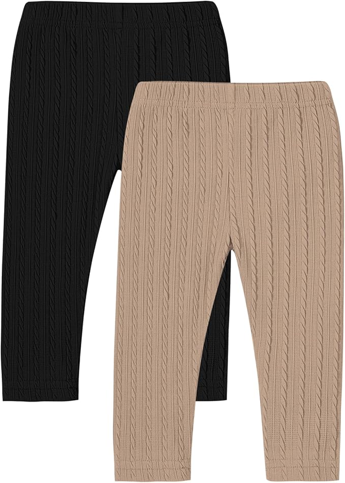 U·nikaka Toddler Baby Girls Pants Ribbed Infant Pants Leggings Toddler Baby Girl Bottoms Leggings 2 Packs