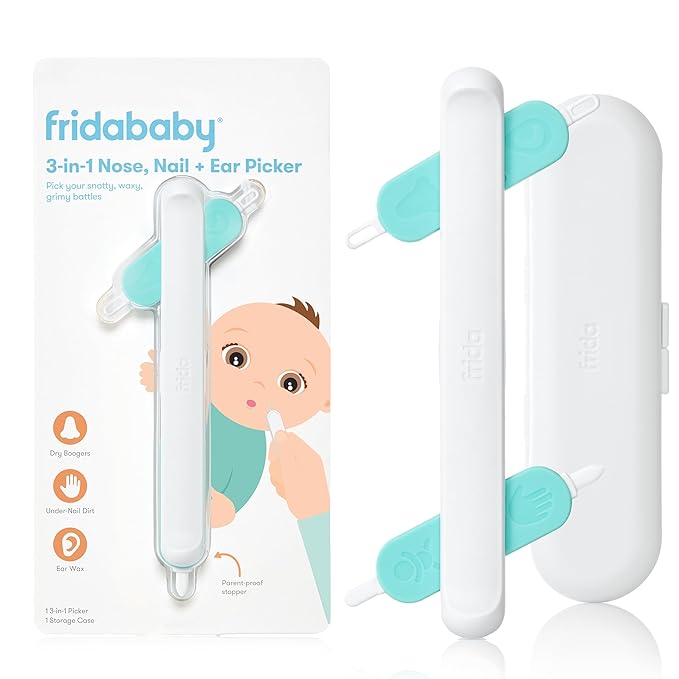 Frida Baby 3-in-1 Nose, Nail + Ear Picker by Frida Baby the Makers of NoseFrida the SnotSucker, Safely Clean Baby's Boogers, Ear Wax & More