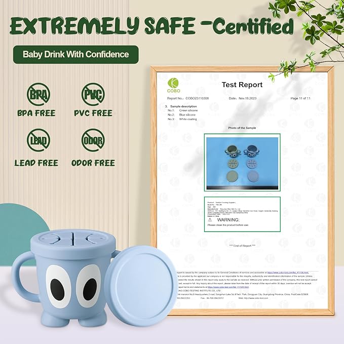 Silicone Snack Cups Food Container for Toddlers and Babies, Spill Proof Training Cup with Snack Cup Lid & Dust Proof Lid, Comes with a toy strap, Without BPA, Lead, or Phthalates (Pink)