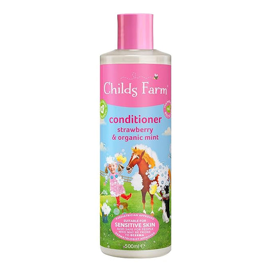 Childs Farm, Kids Hair Conditioner for Dry, Sensitive Skin & Scalp, Strawberry & Organic Mint, Conditions & Nourishes, Vegan, Cruelty-Free, 16.9 fl oz