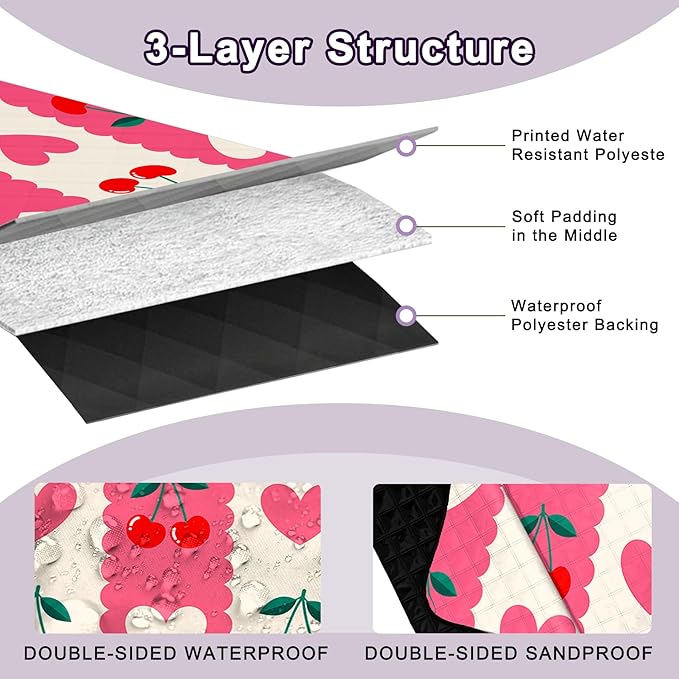 Poedist Extra Large Picnic Blanket Waterproof,80"x 80"Foldable Machine Washable Beach Blanket,Outdoor Blanket for 6-8 Adults,Suitable for Indoor Crawling,Park Beach,Camping,Hiking,Family Travel(Pink