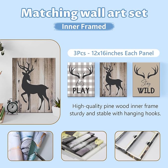 Personalized Woodland Deer Crib Set - 5 Pcs Nursery Bedding Set With Double Layer, Soft Bedding Sets For Boys, Girls, Toddlers, Infants