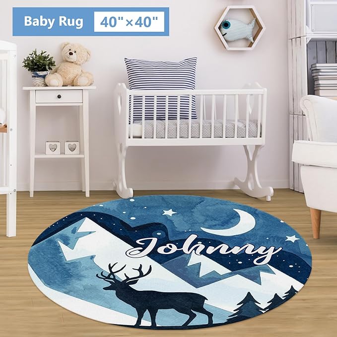 Custom 5-Piece Baby Crib Bedding Set, Personalized Name for Toddlers, Blue Deer Nursery Set for Boy Girl, Double Layer Infant Crib Set, Customized Gifts
