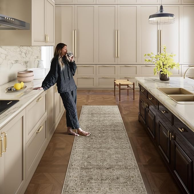 Washable Kitchen Rug Runners for Hallways: 2'x10' Bedroom Runner Rug Non Slip Low-Pile Stain Resistant Soft Indoor Floor Carpet Runner for Indoor Entryway Hallways Kitchen Laundry Room Farmhouse