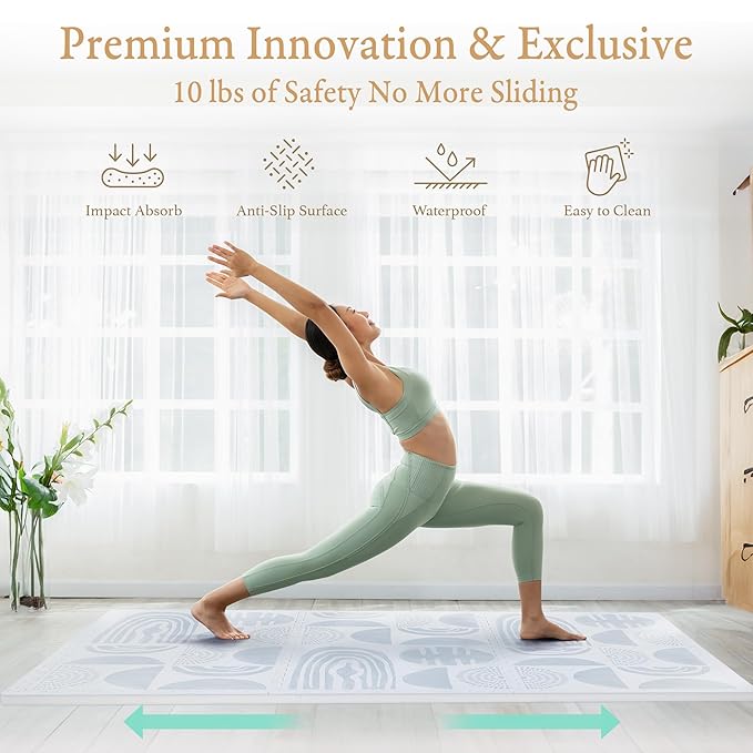 PopsyKosy Super 1 Inch Thick Premium Quality Exercise & Baby Foam Play Mats - Expandable & Large Non-Toxic Odorless Floor Mat - 6 Tiles Spacious 6x4ft - Peel-Resistant - Foggy Gray