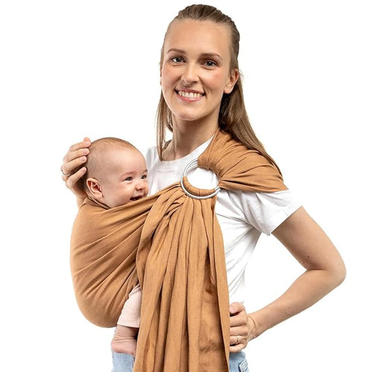 Boba Ring Sling Baby Carrier Newborn to Toddler - Lightweight & Breathable Baby Sling, Hip-Healthy Carrier Sling, Baby Wrap Carrier for Front & Hip Carry, 8-35 lbs (Linen Rye)