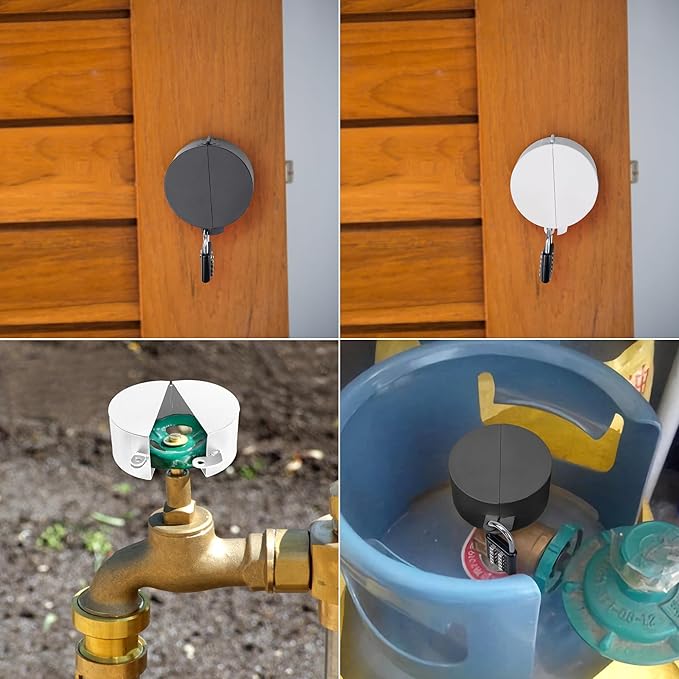 Door Knob Lockout Device with Padlock,Temporary Door Handle Lock Cover for Dementia Patients, Outdoor Water Faucet Lock Cover for Hose Bib Lock、Propane Tank Lock、Water Spigot Lock-Black