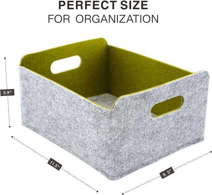 Welaxy Storage Baskets Collapsible Felt Storage bin Foldable Shelf Drawers Organizers for Kids Pet Toys magazine Books Clothes Closet Cabinet decluttering (Curry +Moss green + Wild berry)