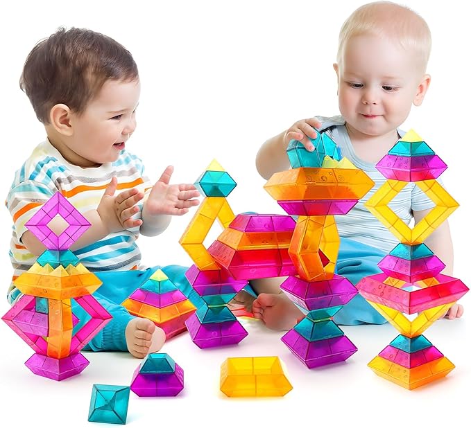 Building Block Sets for Kids 3 4 5 6 Year Old, 30 Pcs Stacking Blocks Toys for Boys Girls, STEM Preschool Learning Activities Educational Light Table Toys Gifts for Toddlers Children