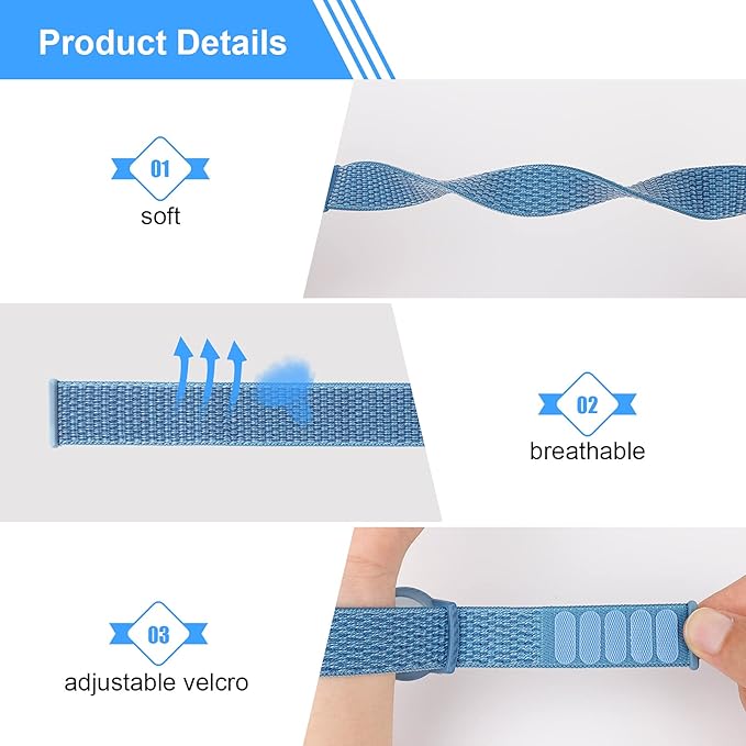 4 Pack Kids Wristband Compatible with Apple AirTag, Protective Case for Air Tag GPS Tracker Holder with Nylon Bracelet, Adjustable Anti Lost Watch Band for Toddler Child Elder (Rainbow & Blue & Pink)