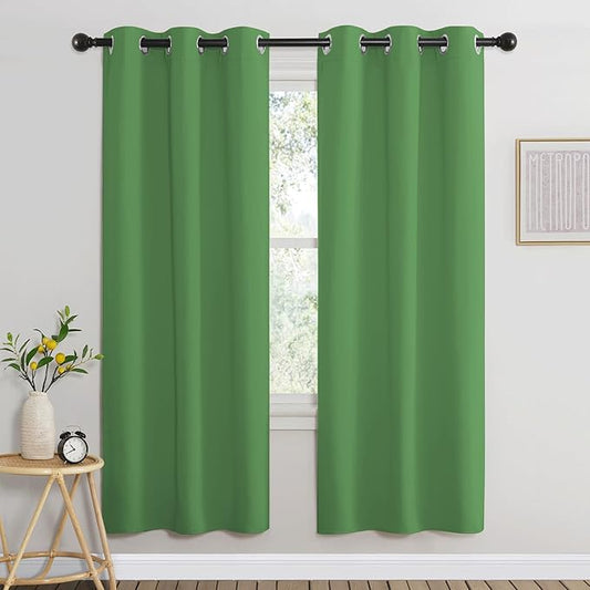 NICETOWN Room Darkening Curtains for Nursery, Grommet Thermal Insulated Light Blocking Window Treatments Sound Reducing for Bedroom, W37 x L72, 2 Panels, Forest Green
