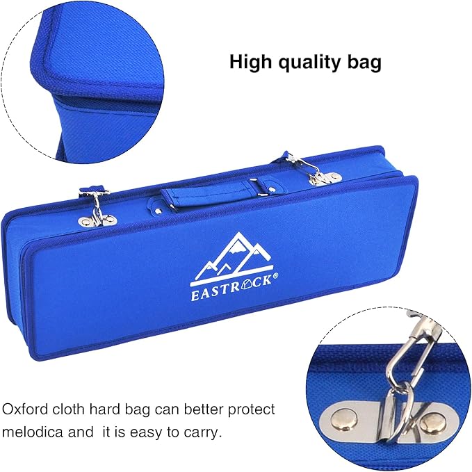 EastRock 32 Key Melodica Instrument Keyboard Soprano Piano Style with Mouthpiece Tube Sets and Carrying Bag for Beginners Adults Gift Blue