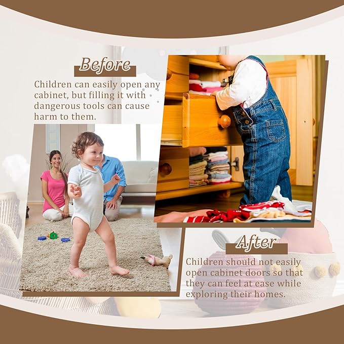 Magnetic Cabinet Locks for Baby Safety, Children Proof Cupboard Drawers Latches, Safe & Easy Install, Multi-Purpose Adhesive No Need for Screws or Tools(12 locks and 2 Keys)