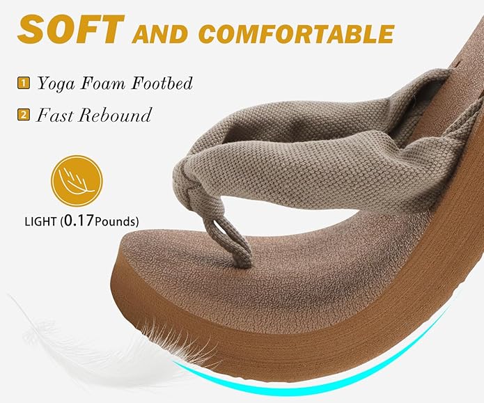 KuaiLu Flip Flops for Women with Arch Support Yoga Mat Comfortable Summer Beach Walking Thong Cushion Sandals Slip On Indoor Outdoor