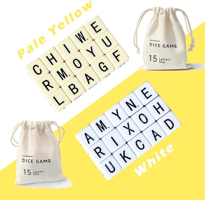 Crossword Dice Game, Word Game, Fun for Family Game Night, Festive Parties, Gatherings & On-The-Go Fun, Crossword Puzzle with 15 Large Letter Dice