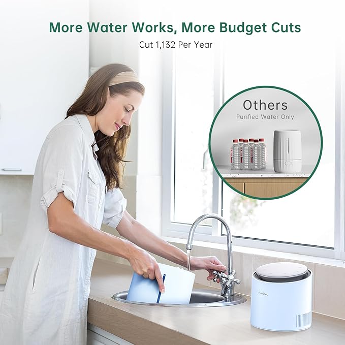 MistFree Smart Humidifier for Bedroom, Evaporative Humidifier No White Dust, Auto Humidity & APP Control, 3L Water Tank Easy to Clean, Sleep Mode, Timing, Humidifiers for Nursery/Baby(Blue)