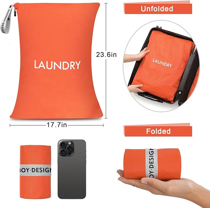 MissBoy 2 Pack Laundry Bags, Nylon Washable Wet Dry Bag, Travel Laundry Bags for Dirty Clothes, Dirty Clothes Organizer Bag for Home, College Dorm Laundromat