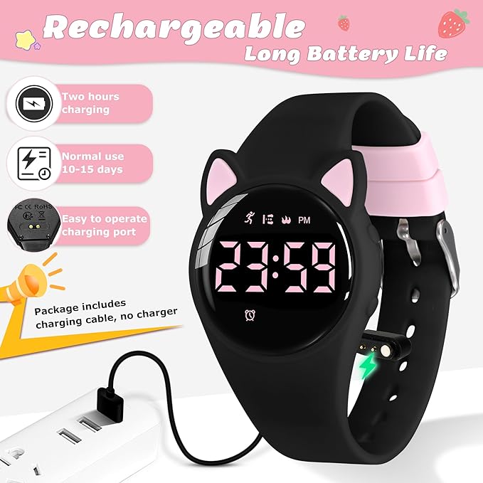 Kids Watches for Girls Boys Digital Sport Watch with Step Counter Pedometer Vibration Alarm Clock, No App Waterproof Fitness Tracker Kids Watch Boys Girls Teens Students Ages 5-16