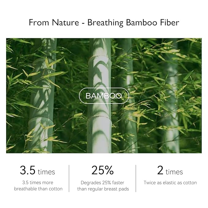 Momcozy Bamboo Fiber Disposable Nursing Pads, 100% Natural Materials and 100% Biodegradable Breast Pads, Breastfeeding Essentials for Moms, 80 Count