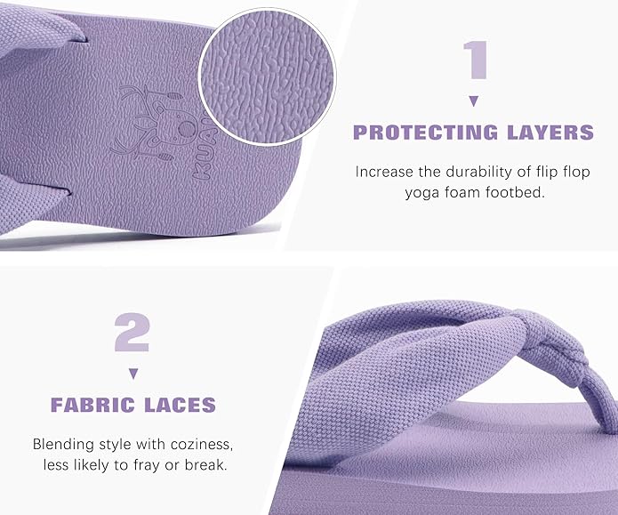 KuaiLu Flip Flops for Women with Arch Support Yoga Mat Comfortable Summer Beach Walking Thong Cushion Sandals Slip On Indoor Outdoor
