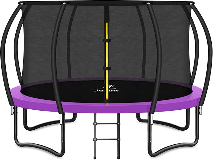 Trampoline 8FT 10FT 12FT 14FT 16FT, Recreational Trampolines with Enclosure Net and Ladder, Outdoor Anti-Rust Trampolines for Kids and Adults, ASTM Approved