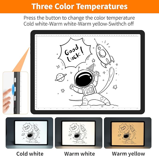 Elice Magnetic A3 Light Board with Bag for Diamond Painting, Tracing LED Light Box with Side Buttons, Super Bright Diamond Art Light Pad, Light Table for Drawing, Sketching, Weeding Vinyl - Black