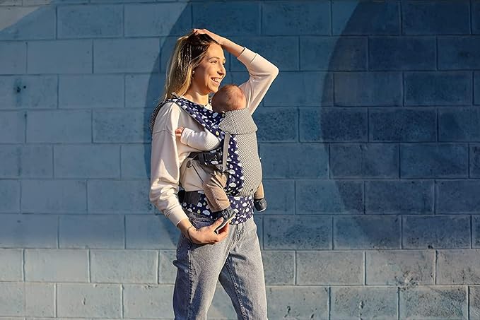 Beco Gemini Baby Carrier from Newborn to Toddler - Certified Ergonomic Newborn Baby Carrier for Infants and Children of 7-35 lbs - M Shape, Adjustable Seat, Breathable 3D Mesh (Cool Rain Drops)