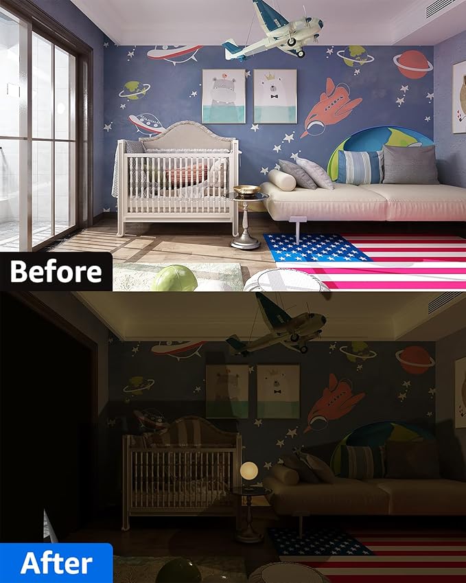 Sumobaby Blackout Curtains for Bedroom 57"x100" Portable No Drill Black Out Window Cover with Upgraded Hook&Loop Tapes,100% Blackout Shades,Thermal Insulated Blinds for Bedroom,Nursery(1 Panel,Black)