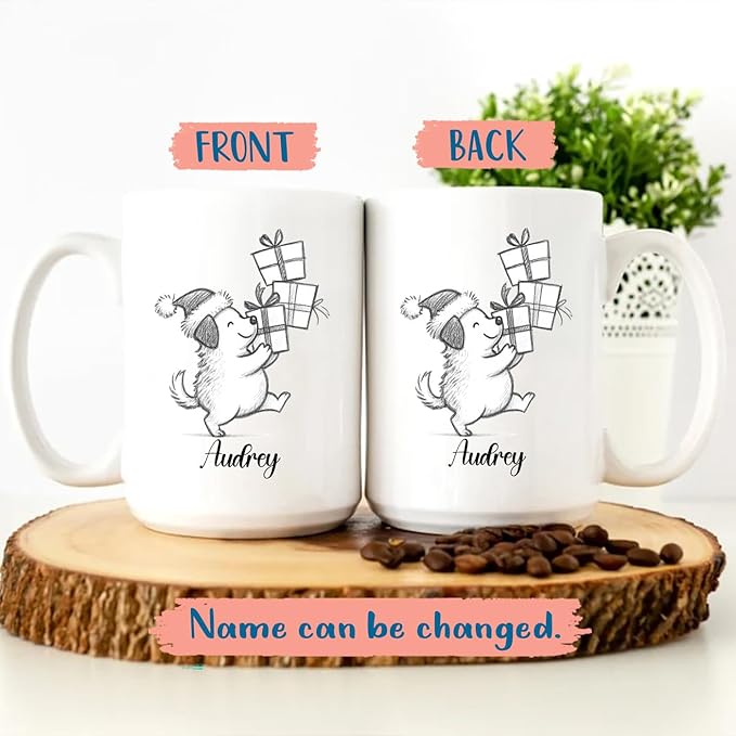 Customized Name Dog Accent Ceramic Mug Gift For Dog Lover Mom Dad, Personalized Dogs Animal White Coffee Mug 11 Oz 15 Oz, Awesome Puppy Travel Cup Gift For Birthday/Holiday/Anniversary, Dogs Cup