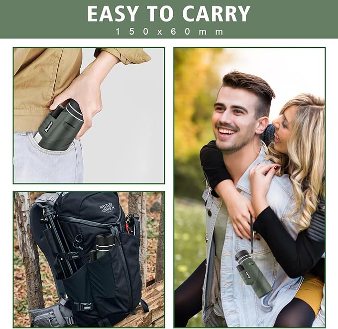 40X60 Monocular Telescope with Smartphone Holder& Tripod, High Power Nitrogen-Filled Monocular for Adults with BAK4 Prism & FMC Lens, HD Monocular Scope for Birdwatching Hiking Concert Travelling