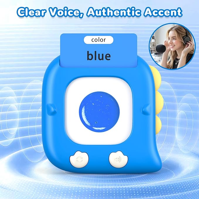 Kidzdo 520 ABCs Talking Flash Cards, Christmas Birthday Gifts for 2 3 4 5 6 Year Old Boys Girls, ABCs Early Education Learning Toys, Autism Sensory Toys for Autistic Kids Ages 2-6, Blue