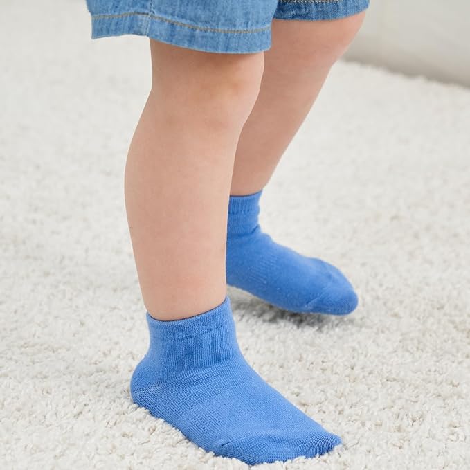 Zaples Baby Non Slip Grip Ankle Socks with Non Skid Soles for Infants Toddlers Kids Boys Girls