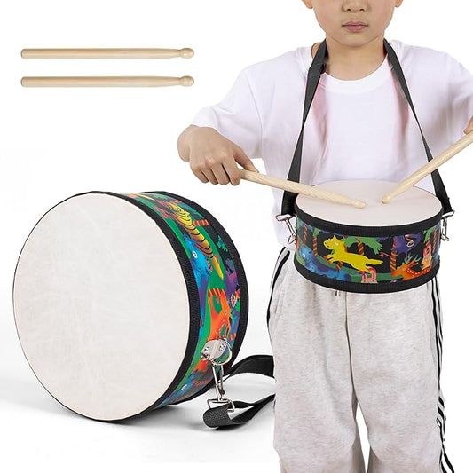 Kids Drum Set with Adjustable Strap: Toddler Musical Instrument for Ages 3-5, Wearable Drum Kit with Drumsticks, Educational Percussion Toy for Rhythm Music Development (Black)