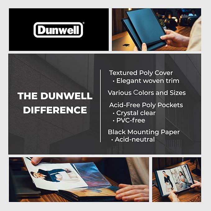Dunwell Small Photo Album 5x7 (2-Pack, Blue), Mounting Paper, 5 x 7 Photo & Art Portfolio Presentation Binder, 24 Sleeves Display 48 Pages, Professional Picture Book for 5x7 Artwork, Postcards