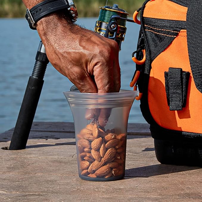 Zip Top Reusable Food Storage Bags | Small Cup [Lavender] | Silicone Meal Prep Container | Microwave, Dishwasher and Freezer Safe | Made in the USA