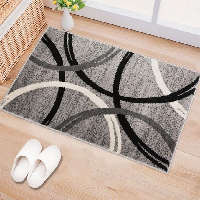 Rugshop Modern Wavy Circles Design Area Rug 2' x 3' Gray