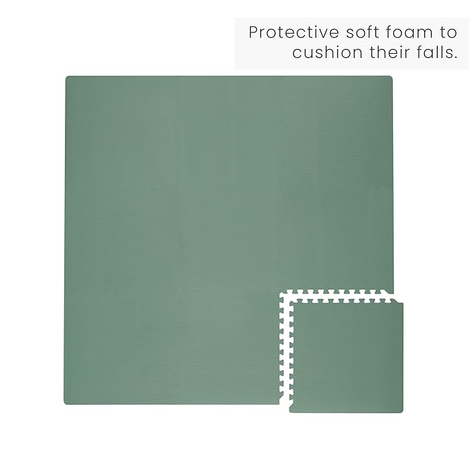 Toddlekind Solid Color Foam Play Mat 4x4 Baby Playmat. Stylish, Non-Toxic, Odorless, Plain Design Puzzle Play Mat 0m+ Sage Moss (Green)