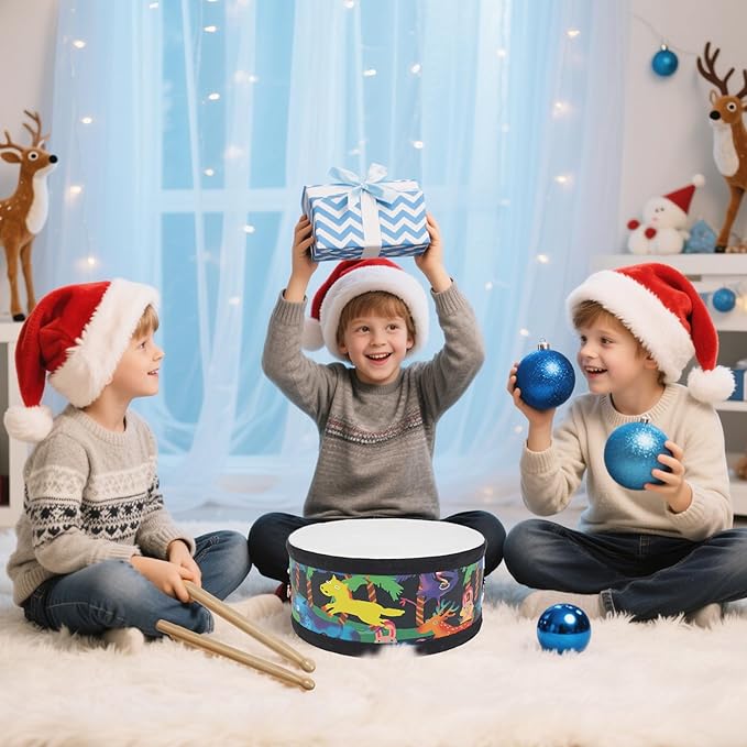 Kids Drum Set with Adjustable Strap: Toddler Musical Instrument for Ages 3-5, Wearable Drum Kit with Drumsticks, Educational Percussion Toy for Rhythm Music Development (Black)