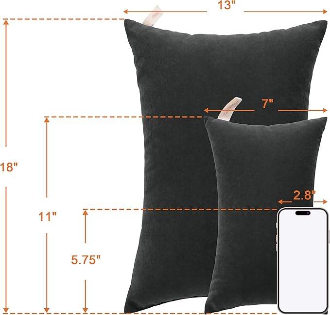 NTBAY Tiny Pillows, Down Alternative 7"x11" Microfiber Mini Pillow for Travel, Pets, Soft Machine Washable Small Pillows for Neck, Wrist, Lumbar and Knee, Black