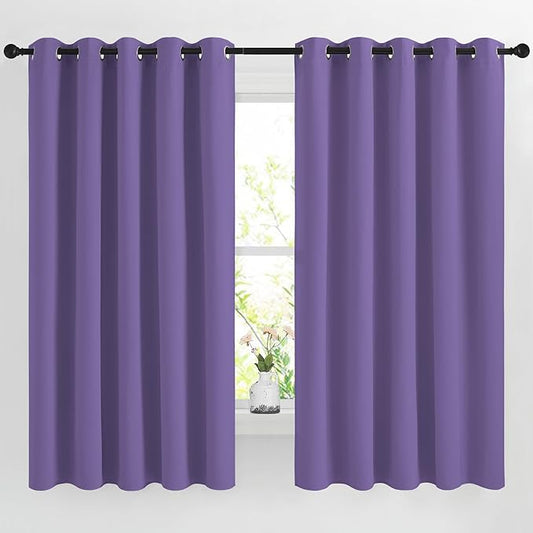 NICETOWN Lilac Purple Room Darkening Curtains 66 inches Long, Grommet Thermal Curtains Window Treatment Sound Reducing Drapes for Bedroom/Home Family, W66 x L66, 2 Panels
